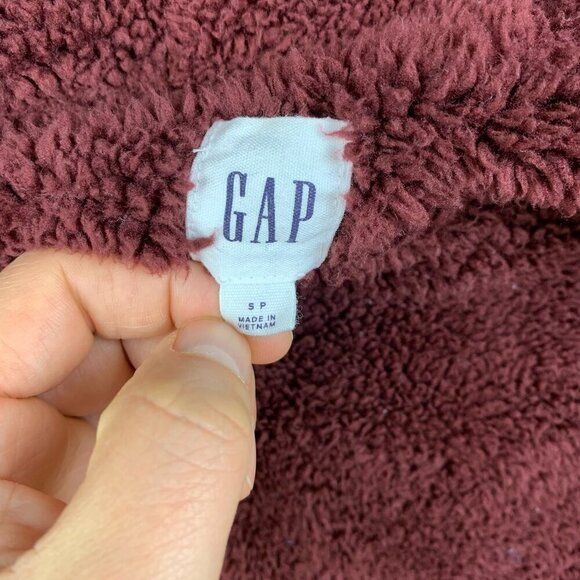 Gap Mens Sweater Small Red Logo Sherpa-Lined Full-Zip Hoodie Long Sleeve Winter - Picture 4 of 8